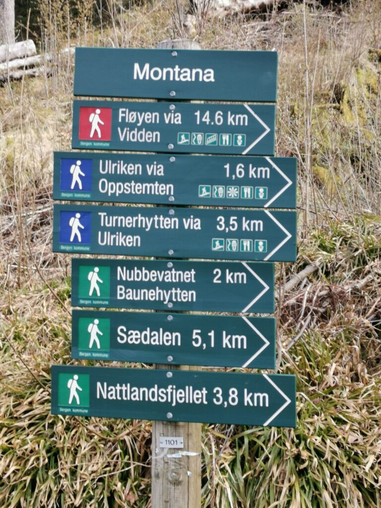 Beschilderung Wanderung Ulriken