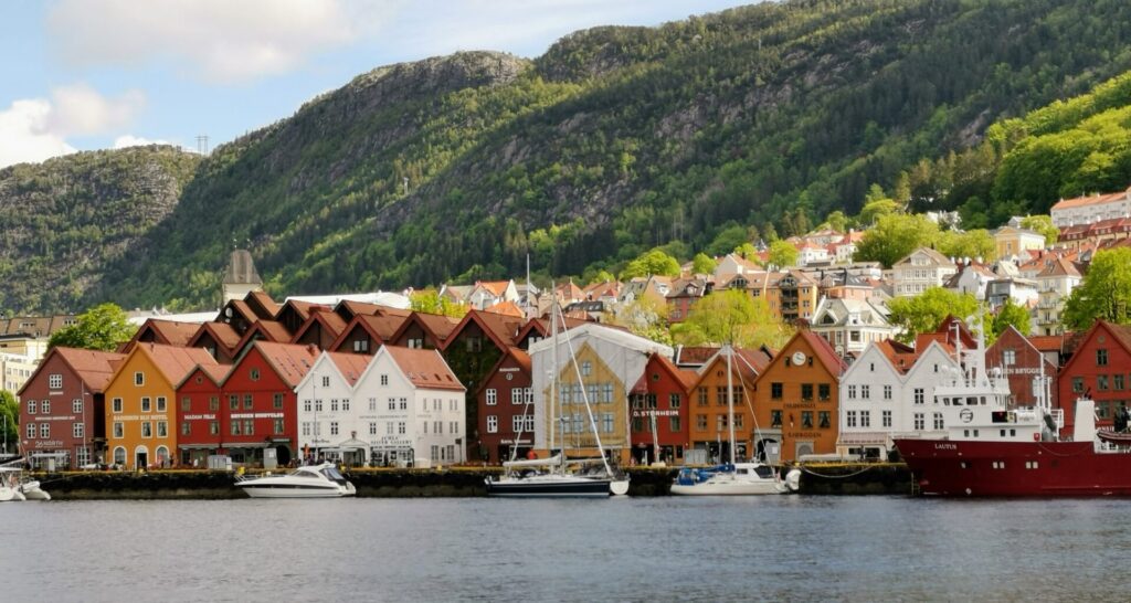 Blick auf Bryggen in Bergen
