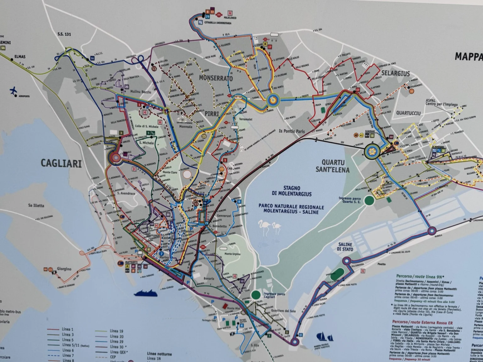 Buslinien-Netz in Cagliari