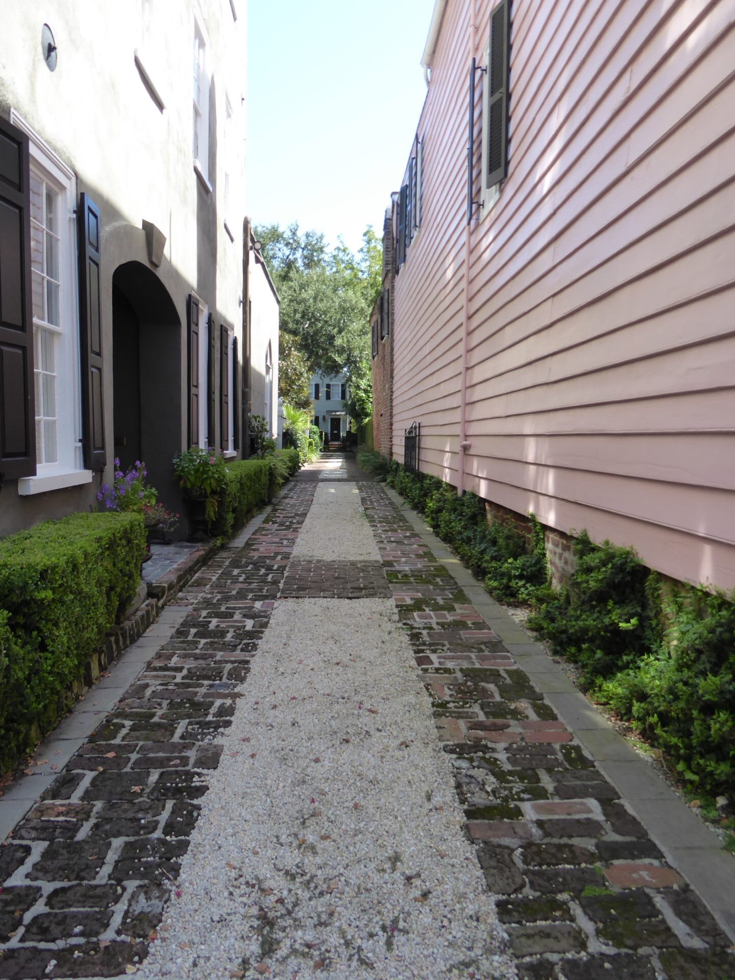 Lange Gasse mit Kopfsteinpflaster in Charleston