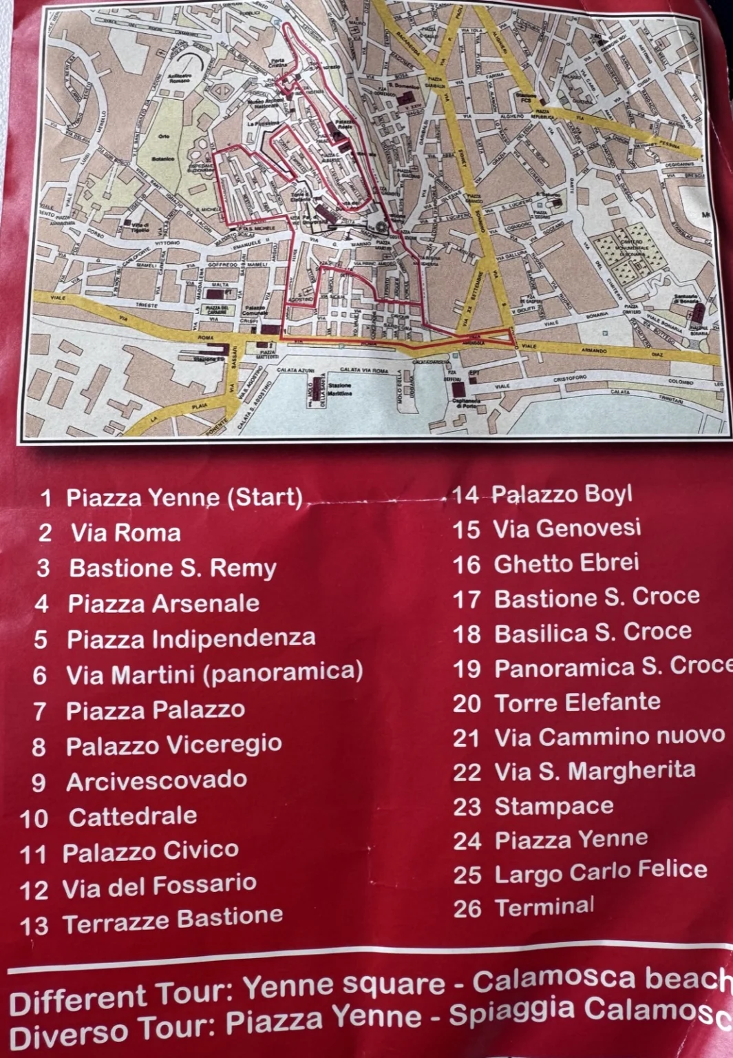 Route City-Tour Minibus Cagliari