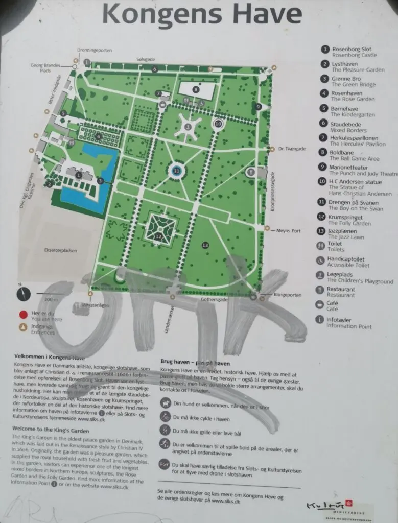 Übersichts-Plan Kongens Have in Kopenhagen