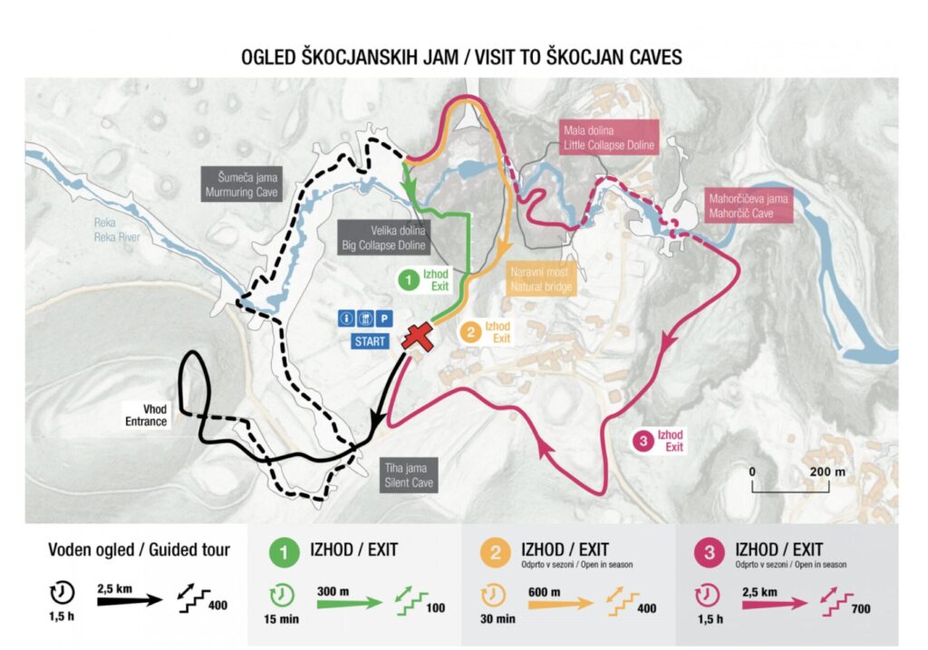 Rundwege Plan von den Skojcjan Caves