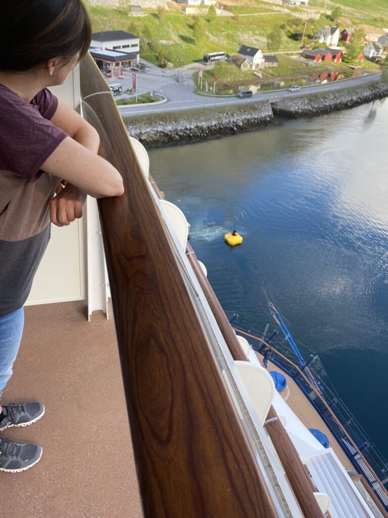 Blick auf den Hafen von Olden