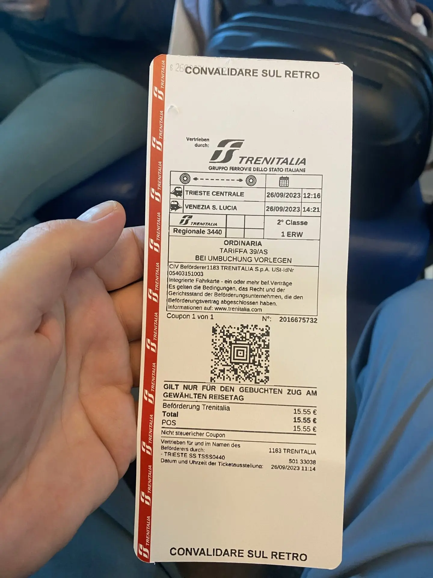 Zugticket nach Venedig