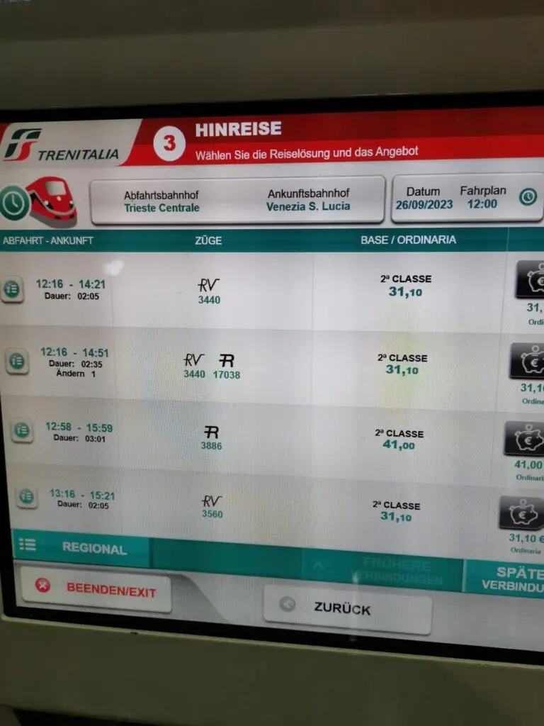 Bahnhof Triest Ticketautomat