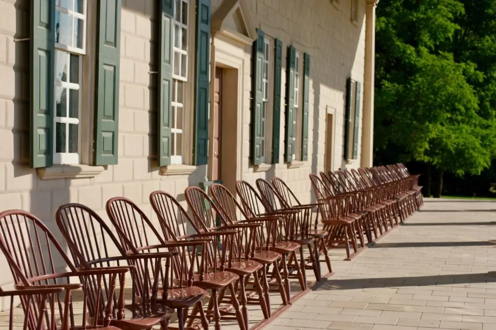 Holz-Stühle vor George Washington House auf Barbados 