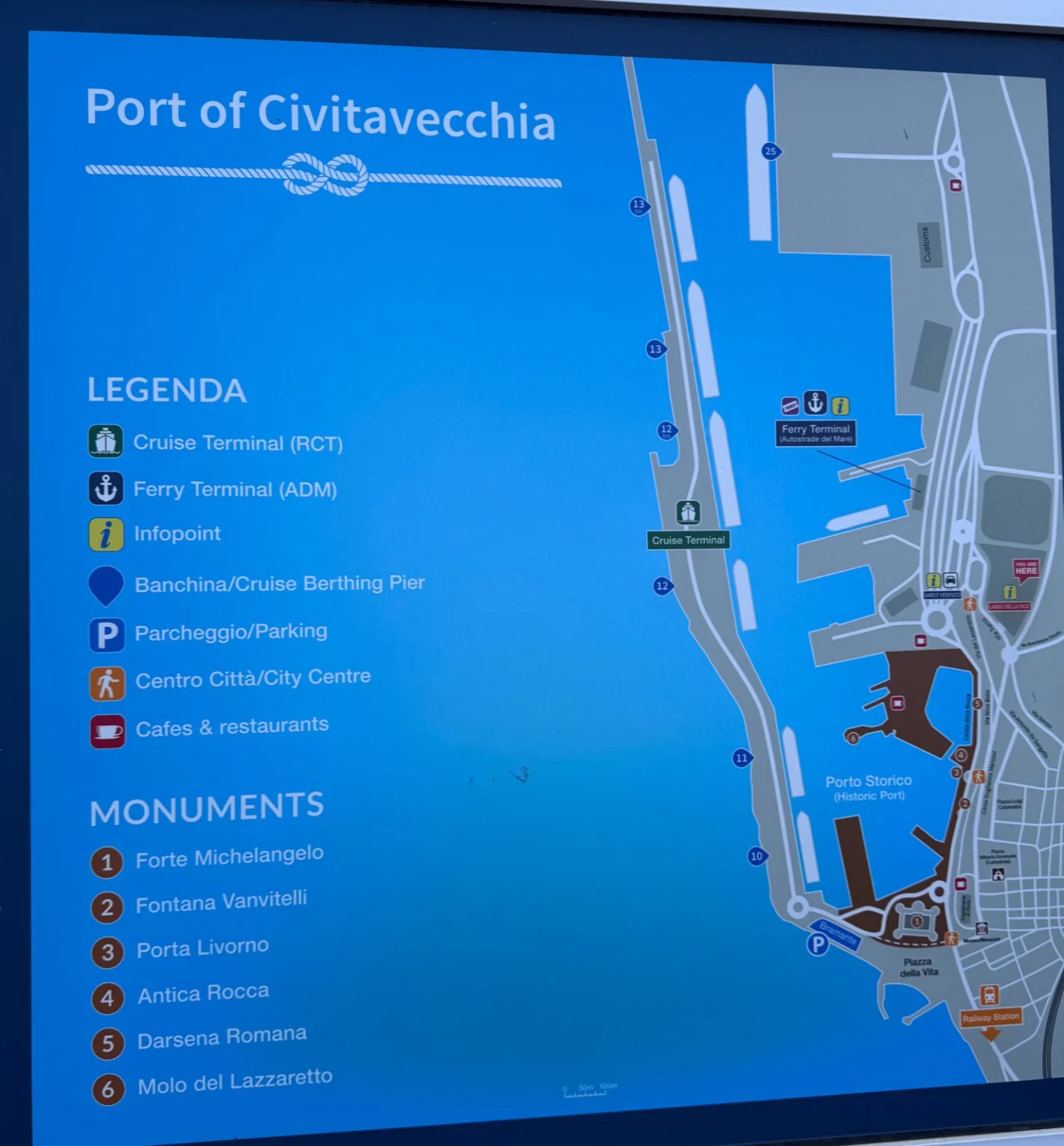 Karte vom Hafen Civitavecchia (Rom) 