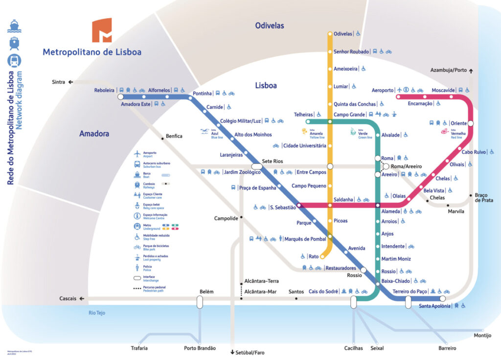 Metro Fahrplan von Lissabon