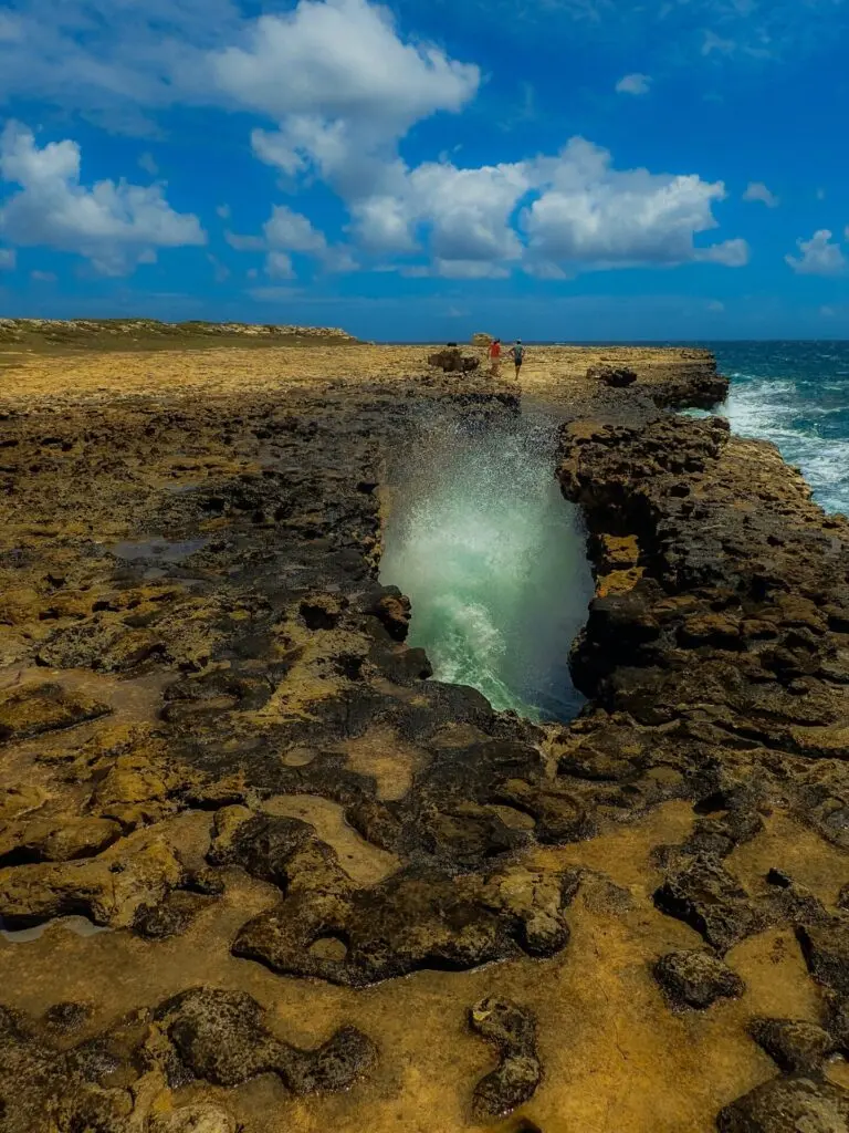 Küste mit Wasserfontänen in Saint Johns auf Antigua