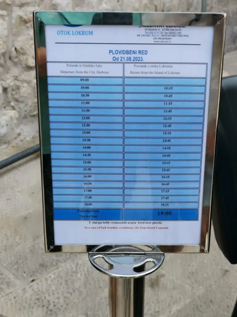 Abfahrtszeiten für Bootstouren in Dubrovnik