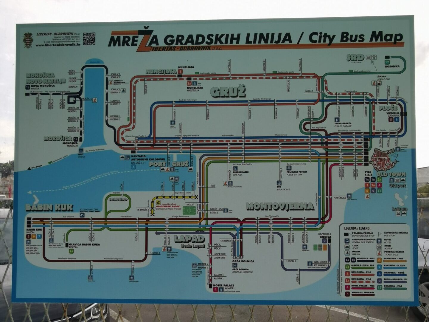 Buslinien-Plan im Dubrovnik