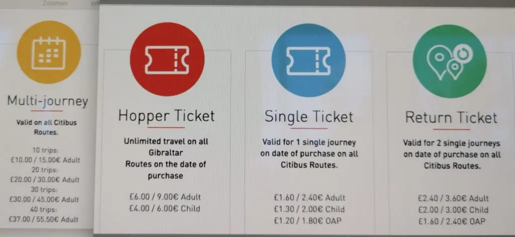 Übersicht Bustickets für Gibraltar