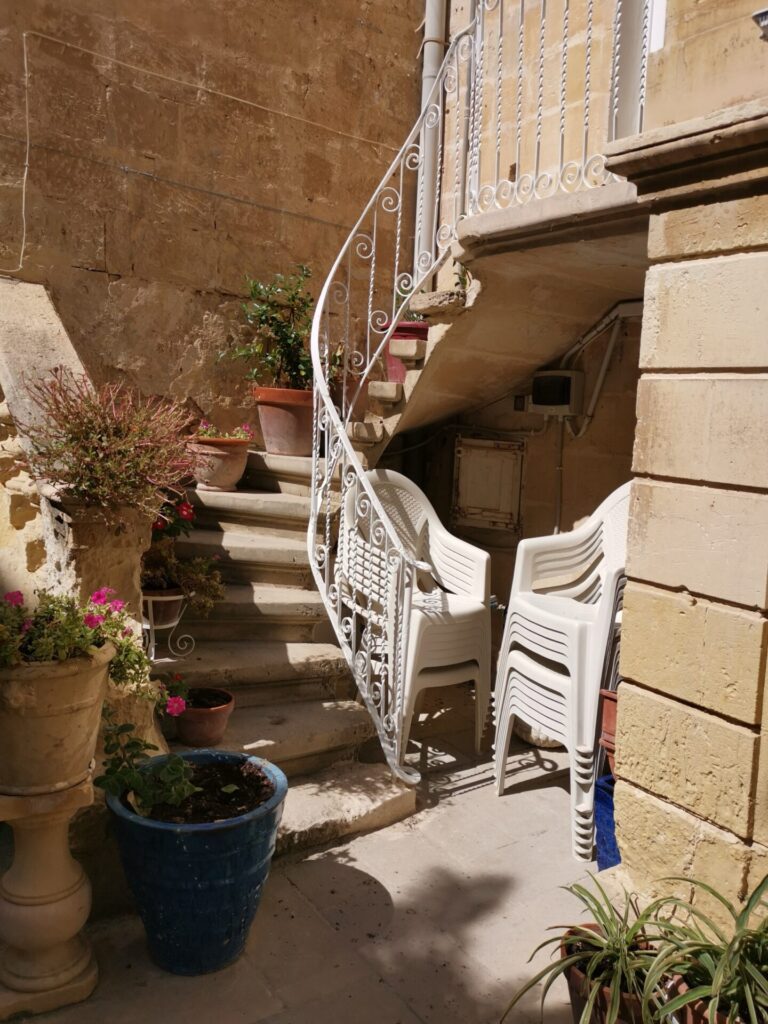 Wendeltreppe in Casa Rocca Piccola in Valletta