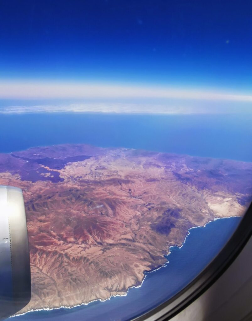 Blick aus Flugzeug auf Gran Canaria Las Palmas 