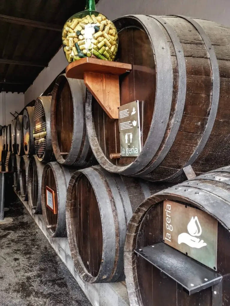 Weinfässer in der Bodega La Geria in Lanzarote