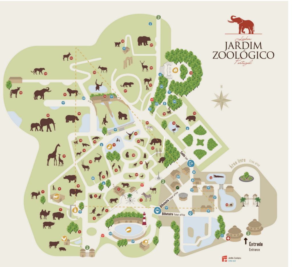 Plan vom  Zoo in Lissabon
