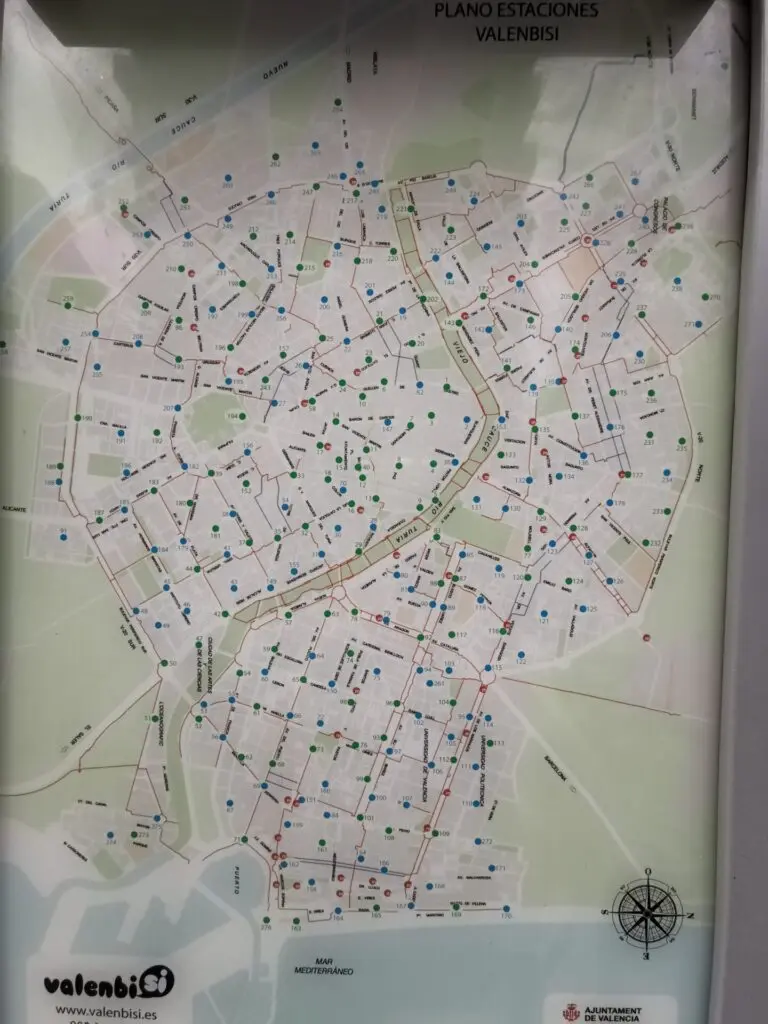 Rent a Bike Stationen Plan in Valencia