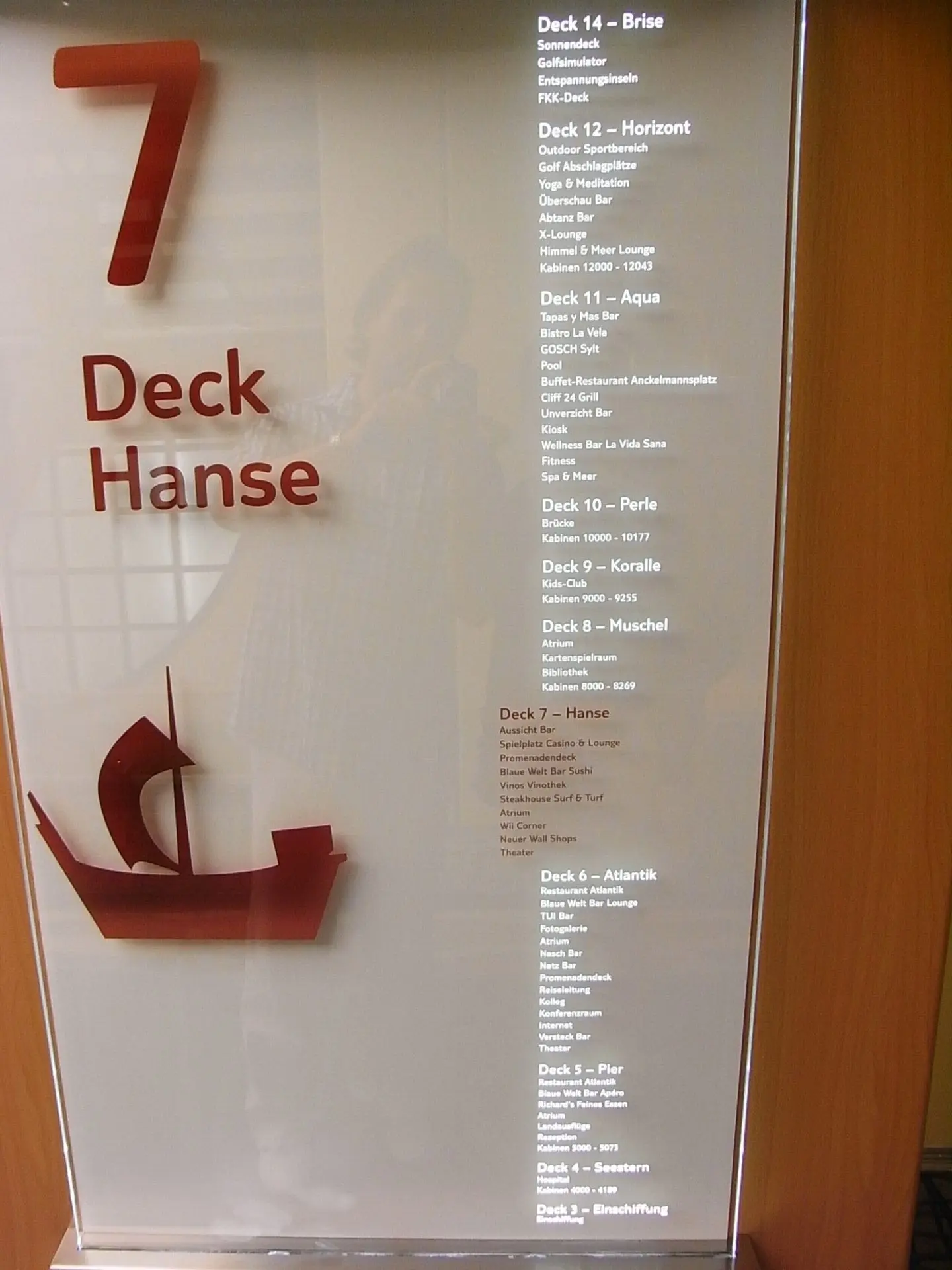 Etagenanzeige Kreuzfahrtschiff