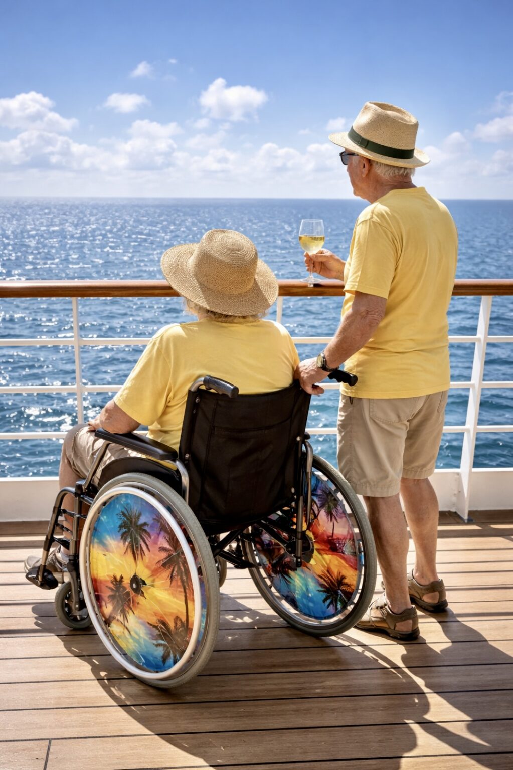 Frau und Mann in Rollstuhl KI generiert