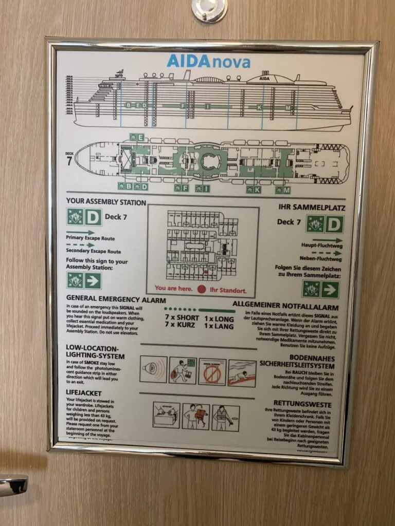 Plan Musterstation auf einen Kreuzfahrtschiff
