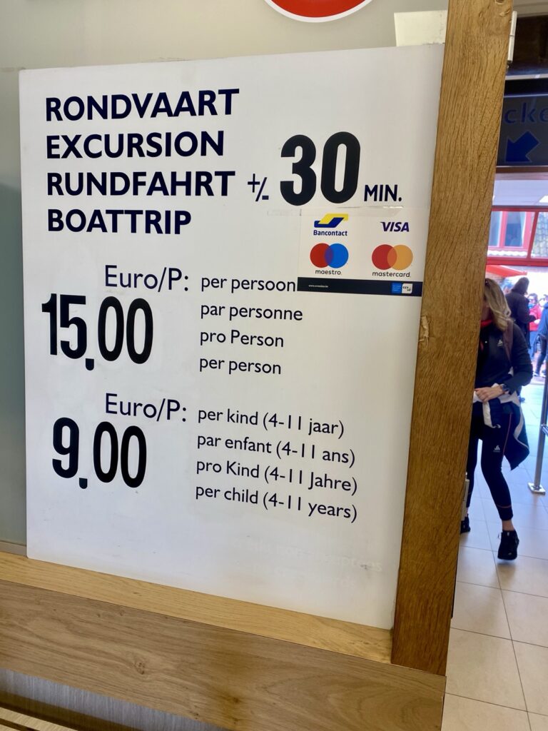 Preisschild Boot-Tour in Brügge