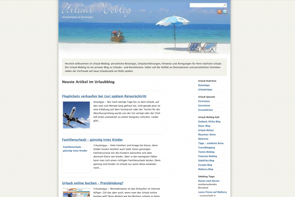 Urlaub Weblog im Jahr 2000