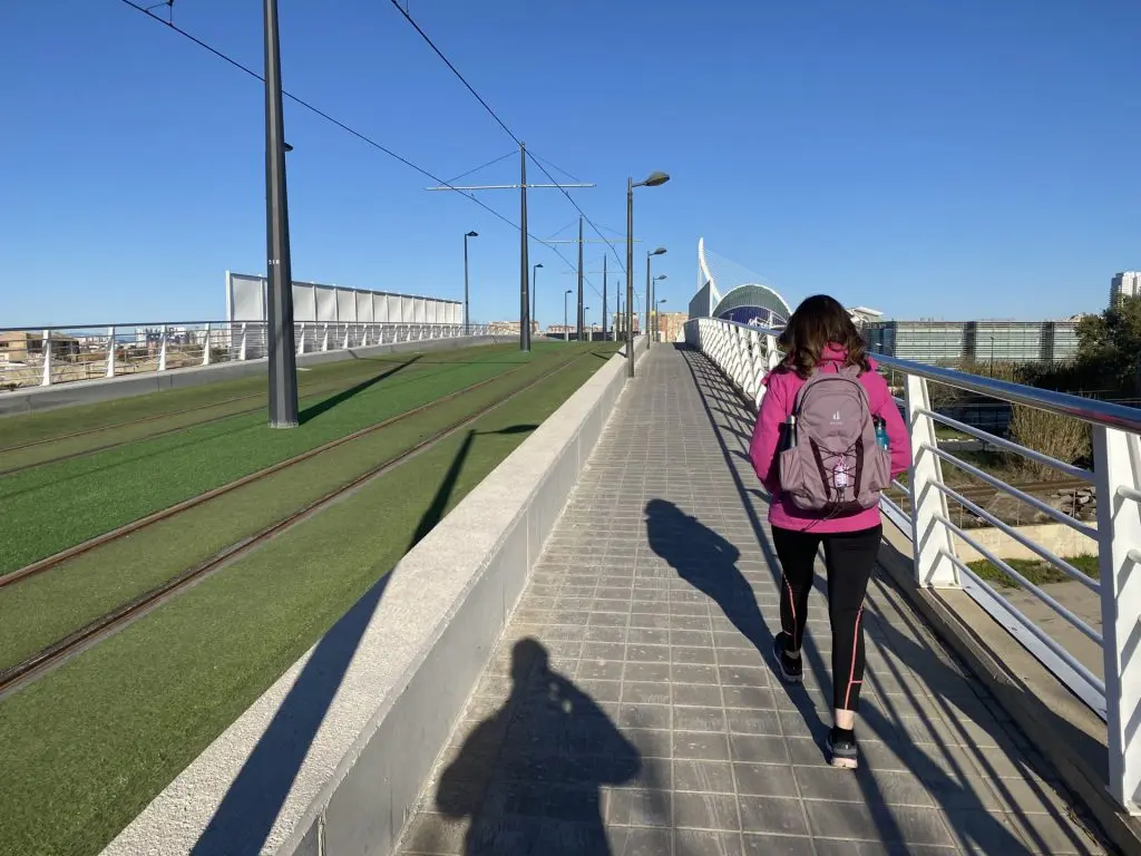 Fußgängerweg zum Ciutat de les Arts i les Ciències in Valencia