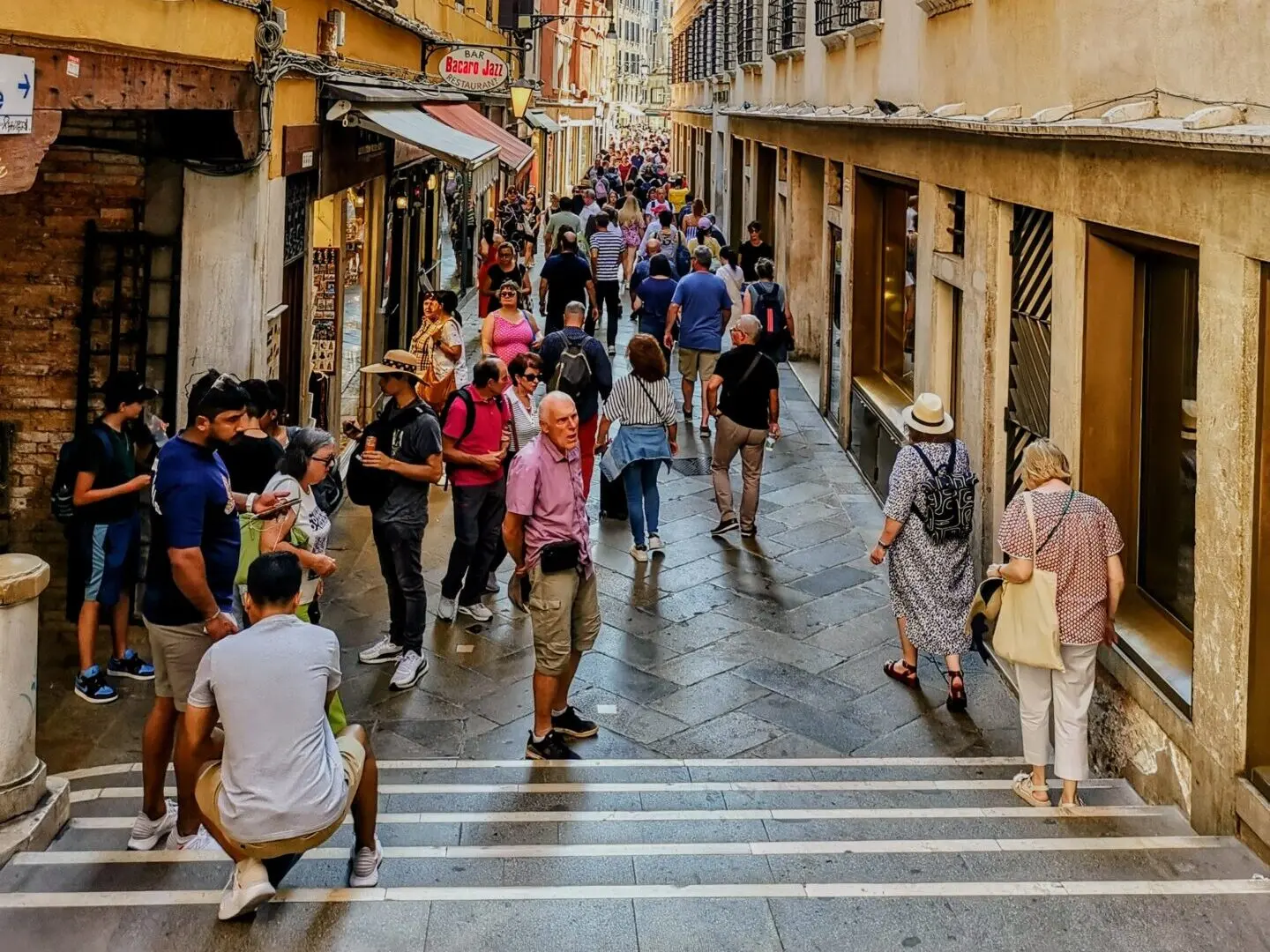 Venedig Gasse Überfüllt 